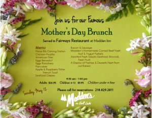 Mother's Day Brunch at Madden's on Gull Lake menu